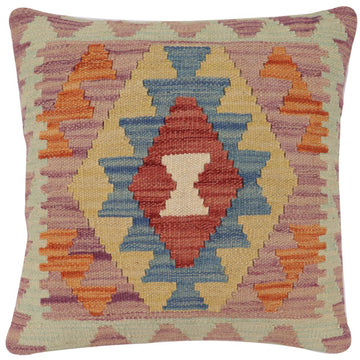 handmade Traditional Pillow Red Blue Hand-Woven SQUARE 100% WOOL  Hand woven turkish pillow  2 x 2